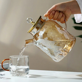 Чайник за студена вода от високо боросиликатно стъкло Амбър Чайник за студена вода Lanling Чайник Домакински Чайник с голям капацитет Чайник Стъкло