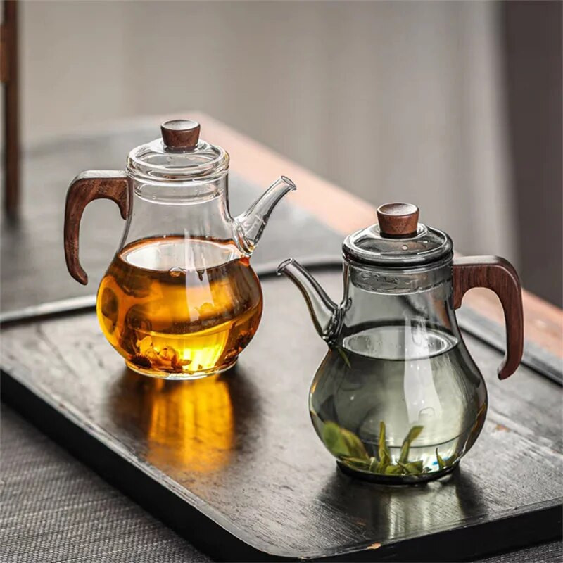 Dainos imitacija 280 ml mažas stiklinis arbatinukas su filtro skylute karščiui atsparus žaliosios arbatos puodas Kungfu gėlių arbatos virimo aparatas