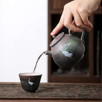 Саксия за вода Jingdezhen Ръчно изработен ретро китайски чай Пещ за груба керамика Чай Кунг Фу Чай Dan Hu Традиционен китайски комплект за чай