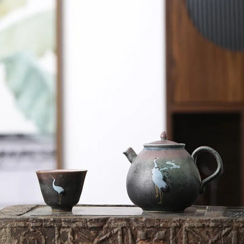Саксия за вода Jingdezhen Ръчно изработен ретро китайски чай Пещ за груба керамика Чай Кунг Фу Чай Dan Hu Традиционен китайски комплект за чай