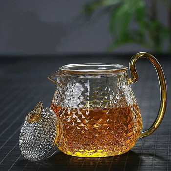 Чайник с високо боросиликатно стъкло Домакинска температурна устойчивост Модел на чук Кунг Фу Комплект за чай Филтър Балон 