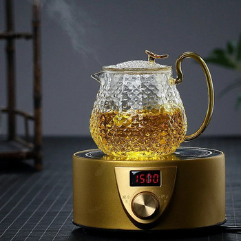 Τσαγιέρα Υψηλού Βοροπυριτικού Γυαλιού Αντίσταση οικιακής θερμοκρασίας Μοτίβο σφυριού Kung Fu Tea Σετ φίλτρου Φούσκα 
