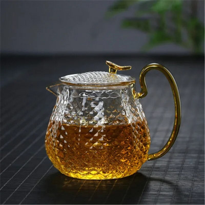 Čajnik od visokog borosilikatnog stakla Otpornost na temperaturu u kućanstvu Uzorak čekića Kung Fu Set za čaj Filter Mjehurić