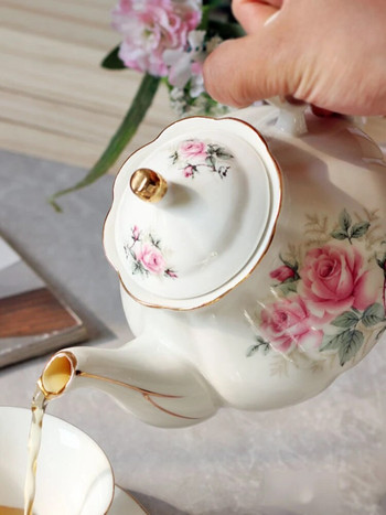 Noble Bone China Teapot 500ML Pink Camellia Coffee Pot Set Home Υψηλής ποιότητας βραστήρας πορσελάνης Κανάτα Party Cafe Teaware Tea Pot Puer