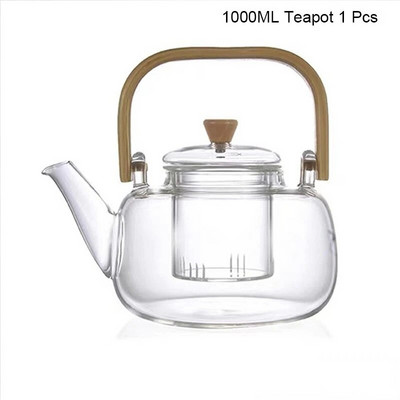 Rankena Stiklinis arbatinukas Karščiui atsparus arbatinukas gėlių arbatos virdulys Didelis skaidrių vaisių sulčių indelis Keraminis arbatinuko laikiklio pagrindas