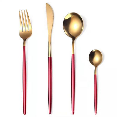 4 komada crnog zlata Vilica Žlica Nož Set pribora za jelo od nehrđajućeg čelika Srebrno posuđe Posuđe Štapići Posuđe za jelo Čajna žličica Set pribora za jelo