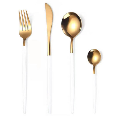 4 komada crnog zlata Vilica Žlica Nož Set pribora za jelo od nehrđajućeg čelika Srebrno posuđe Posuđe Štapići Posuđe za jelo Čajna žličica Set pribora za jelo