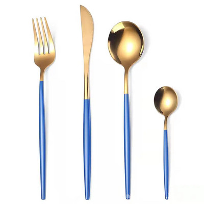4 komada crnog zlata Vilica Žlica Nož Set pribora za jelo od nehrđajućeg čelika Srebrno posuđe Posuđe Štapići Posuđe za jelo Čajna žličica Set pribora za jelo