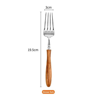 Drvena ručka Set pribora za jelo od nehrđajućeg čelika Vilica Nož Žlica za kavu Set posuđa Western Set pribora za jelo Može se prati u perilici posuđa