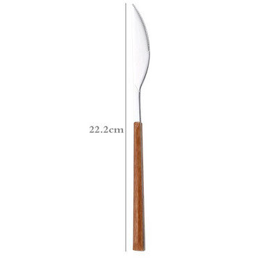 Posuđe od nehrđajućeg čelika 304 s drvenom drškom Žlica Odrezak Nož Vilica Žličice za kućnu kuhinju Posuđe za jelo Pribor za jelo Pribor