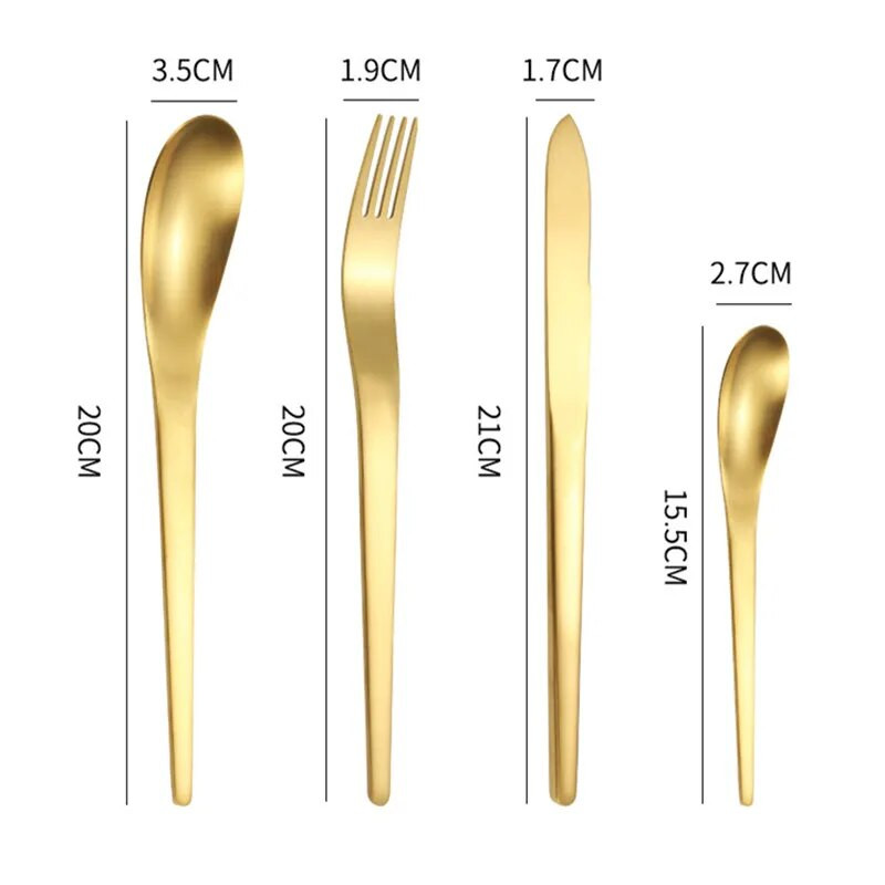 Zlatni mat set pribora za jelo Zadebljani nehrđajući čelik Kreativni nož za odrezak Vilica za desert Žlica Set posuđa za jelo Kuhinjsko posuđe