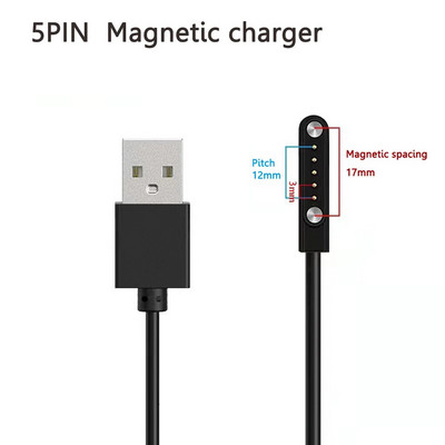 5-pinski univerzalni 12 mm svemirski magnetski kabel za punjenje pametnog sata USB 2.0 muški na 5-pinski magnetski usisni punjač za pametni sat