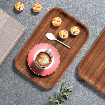 Прибори за хранене Десерт Кръгъл поднос Цвят на орех Японски дървен поднос Поднос за хляб за закуска Креативна чинийка за чай Подложки за чаши Подложки за кафе