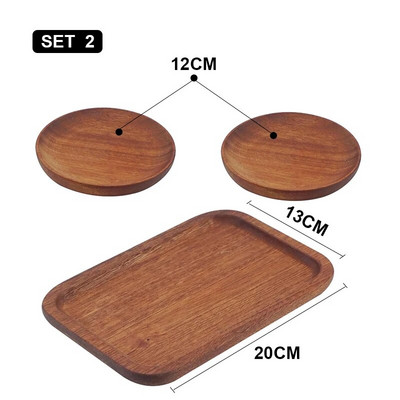 Evőeszközök Desszert Kerek tálca Dió színű Japán fa tálca Reggeli kenyértálca Kreatív Tea csészealj alátétek Kávéalátétek