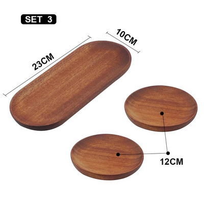 Evőeszközök Desszert Kerek tálca Dió színű Japán fa tálca Reggeli kenyértálca Kreatív Tea csészealj alátétek Kávéalátétek