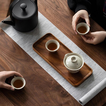 Японски дървен поднос за кафе Овални подноси за чаши за храна Десертни бонбони Дървена чиния Gongfu Поднос за чай Кухненски консумативи