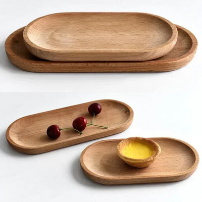 Овална чиния за храна в японски стил Дървена тава за сервиране Чаша за чай Чинийки Тави Чиния с плодове Съхранение Палетна чиния Декорация на кухненска маса