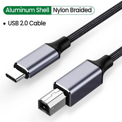 USB spausdintuvo kabelis USB A/Type-C į USB B kabelis PVC USB 2.0 laidas etikečių spausdintuvui DAC USB spausdintuvo išorinis standusis diskas fiksuotojo ryšio linija