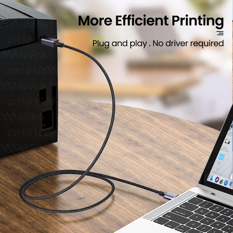 USB spausdintuvo kabelis USB A/Type-C į USB B kabelis PVC USB 2.0 laidas etikečių spausdintuvui DAC USB spausdintuvo išorinis standusis diskas fiksuotojo ryšio linija