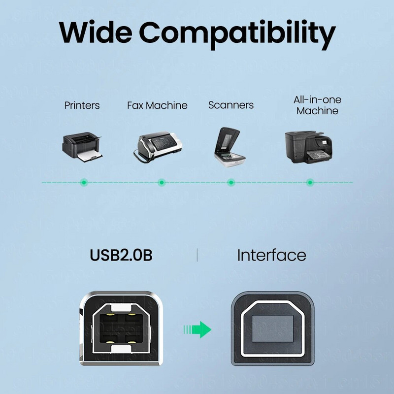 USB spausdintuvo kabelis USB A/Type-C į USB B kabelis PVC USB 2.0 laidas etikečių spausdintuvui DAC USB spausdintuvo išorinis standusis diskas fiksuotojo ryšio linija