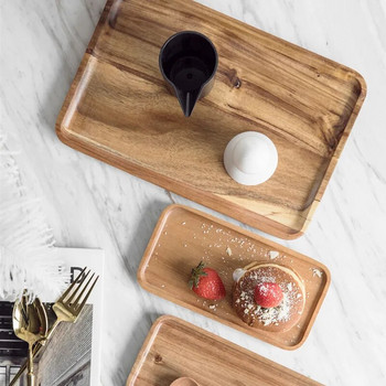 Ακακία τετράγωνο πιάτο πρωινού Πιάτο ψωμιού Πιατάκι τσαγιού Δίσκος τσαγιού Επιδόρπιο Πιάτο δείπνο Επιτραπέζια σκεύη Ολόκληρο ξύλο Πιάτα με φρούτα WF