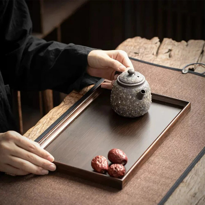 Tavă de servire din lemn Tavă de servire pătrată din bambus Tavă de bucătărie pentru mâncare Tavă de masă pentru cine petrecere Bar de ceai Tavă de servire Tavă de mâncare