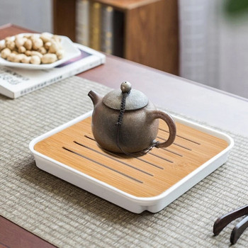 Бамбукова китайска кутия за чай Gongfu с дренаж за съхранение на вода Бамбукова табла за чай