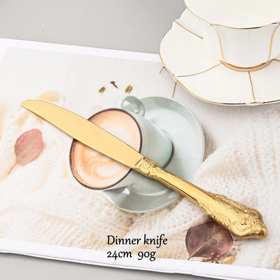 Vintage Western pribor za jelo 18/10 od nehrđajućeg čelika Luksuzni zlatni set posuđa za jelo Posuđe za odrezak Nož Vilica Žlica Srebrni pribor za jelo