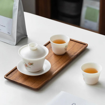 Естествена правоъгълна дървена тава за домашно обслужване на хотел за чай и кафе