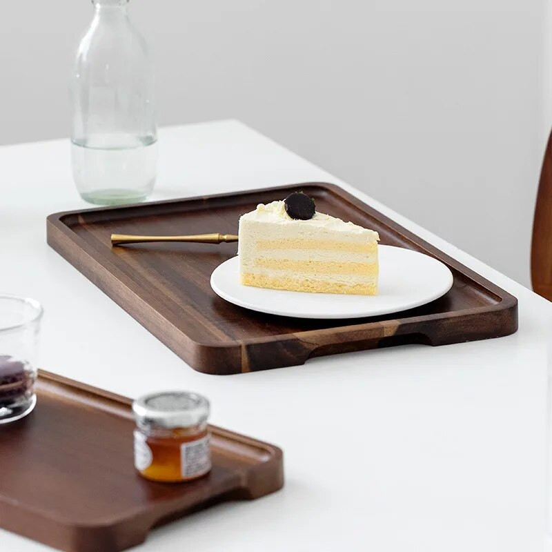 Prirodni drveni pravokutni tanjur za voće i grickalice, pladnjevi za pohranu hrane, poslužavnik za hotele i kuće, ukrasni pribor