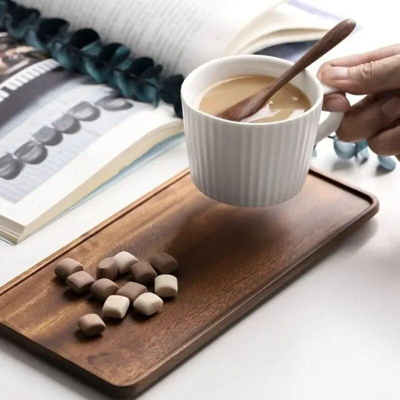 Puni drveni pladanj za pohranu, višenamjenski pladanj, posluživanje hrane, pića, pravokutnog pribora za čaj, deserta, slatkiša, voćnog kruha, doma