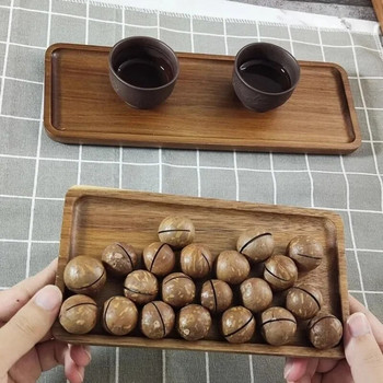 Поднос за кафе от акациево дърво Правоъгълни подноси за чаши за храна Декоративна дървена чиния Десертни бонбони Поднос за чай Gongfu от акациево дърво