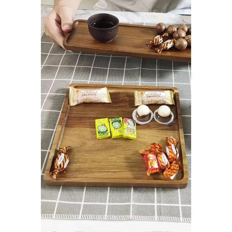 Pladanj za kavu od bagremovog drveta Pravokutni pladnjevi za šalice hrane Ukrasni drveni tanjur Slatkiši od bagremovog drveta Gongfu pladanj za čaj