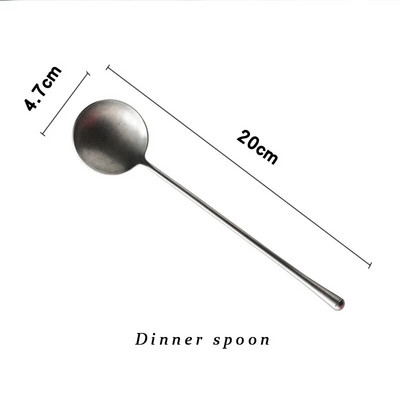Srebrni 304 nehrđajući čelik Western Set pribora za jelo Retro večera Nož Vilica Set žlica Posebne vilice Žlica za kavu Čaj Vilica za voće