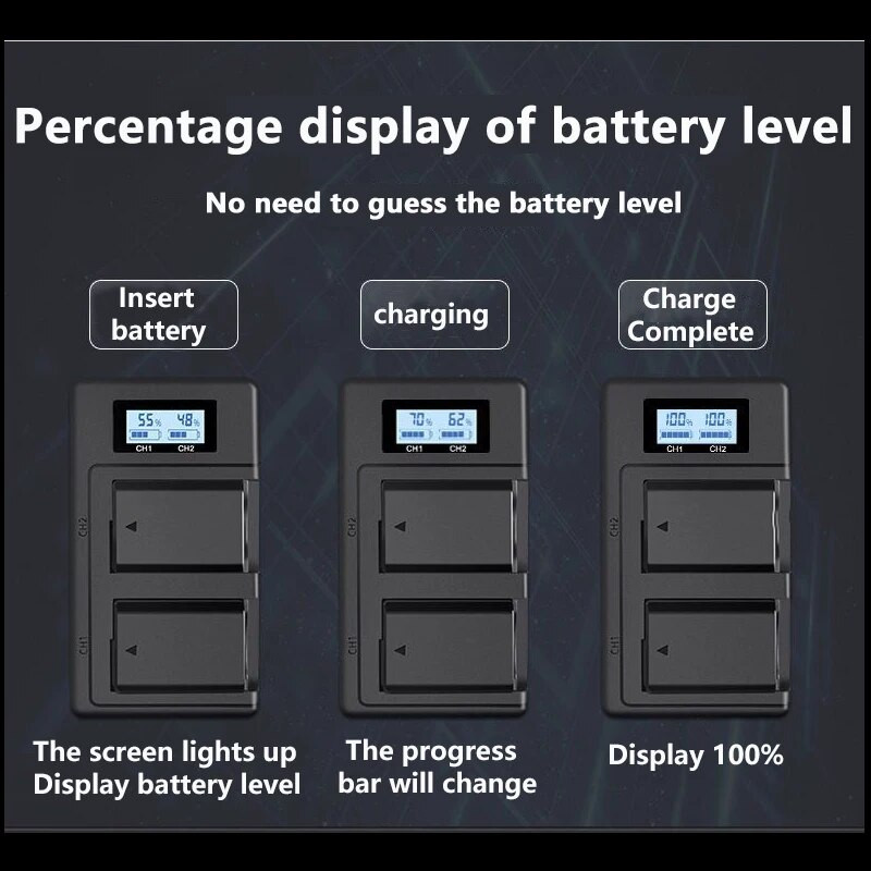 PUENDI NP-FW50 punjač za baterije za Sony A6000, A6500, A6300, ZV-E10 A7II, A7RII, A7SII, A7S, A7S2, A7R, A7R2, A5100, RX10