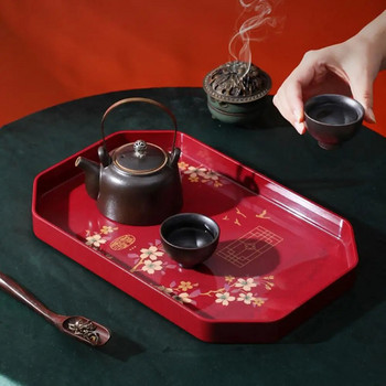 Гореща разпродажба Поднос за чай Китайски стил Миещ се меламинов цветен модел Поднос за сервиране на маса за кухня