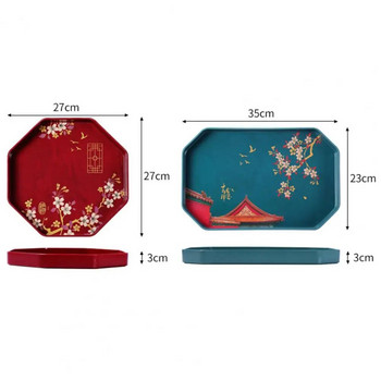 Δίσκος τσαγιού ζεστής πώλησης Τραπέζι σερβιρίσματος για κουζίνα σε κινέζικο στυλ που πλένεται με μοτίβο λουλουδιών μελαμίνης