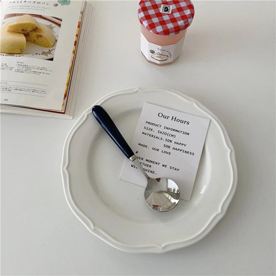 Žlica za desert s okruglom glavom Torta Srebrna vilica za voće Keramička drška Žličice za kavu od nehrđajućeg čelika Kuhinjski pribor Posuđe