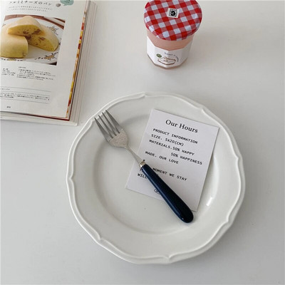 Žlica za desert s okruglom glavom Torta Srebrna vilica za voće Keramička drška Žličice za kavu od nehrđajućeg čelika Kuhinjski pribor Posuđe