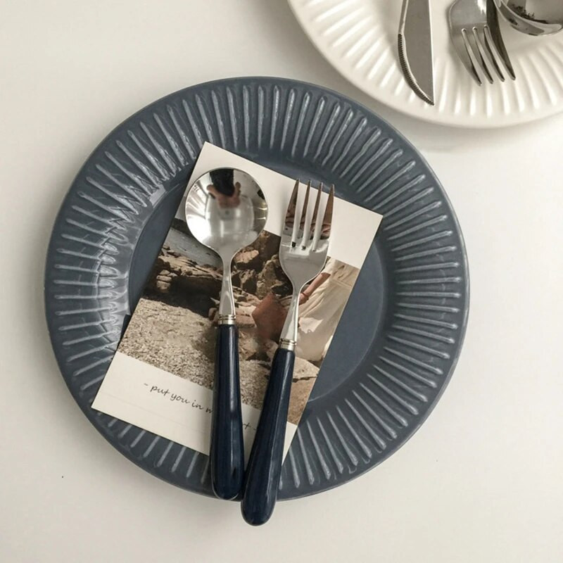 Žlica za desert s okruglom glavom Torta Srebrna vilica za voće Keramička drška Žličice za kavu od nehrđajućeg čelika Kuhinjski pribor Posuđe