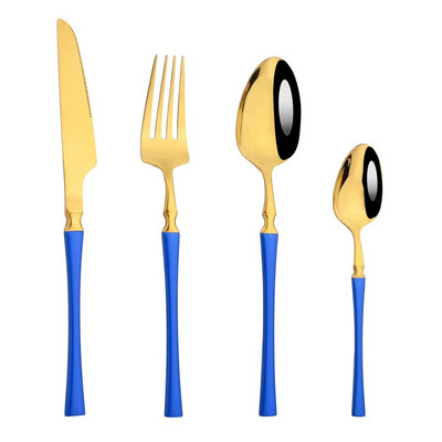 Evőeszközök Piros arany rozsdamentes acél evőeszköz készlet Evőeszköz Otthon Vacsora Ezüst Kés Vacsora Villa Jégkanál Szállodai evőeszközkészlet