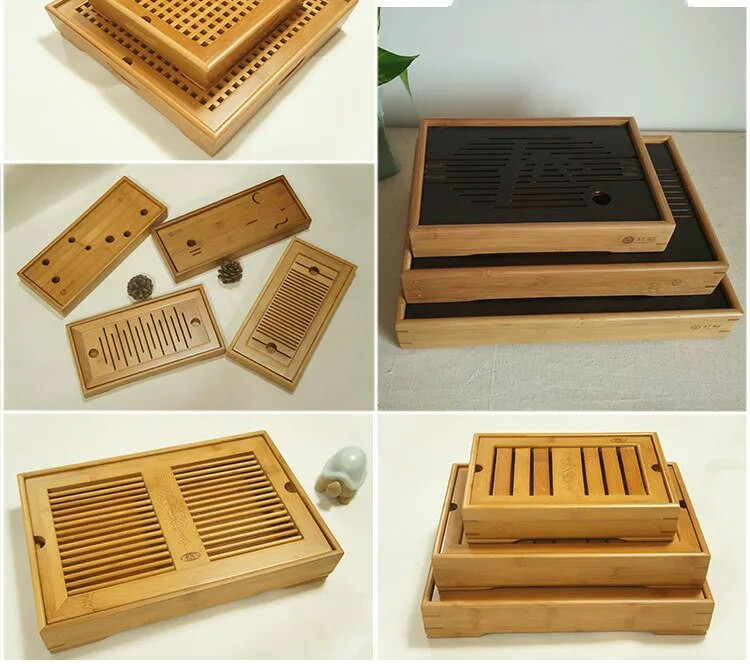 Klasszikus kínai forró akciós Kung Fu teáskészlet Természetes fa bambusz teatálca készletek különböző méretben és modellben