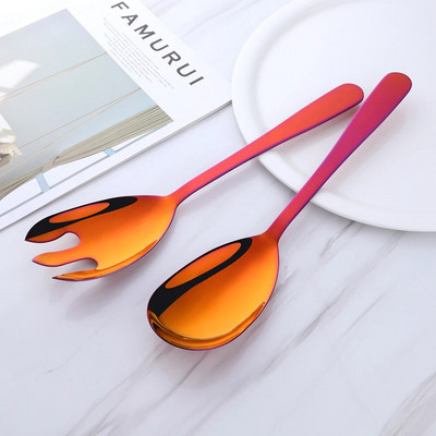 1/2 KOM ružičasto zlatne kuhinjske žlice od nehrđajućeg čelika Velika dugačka žlica za posluživanje salate Vilica za posluživanje Pribor za jelo Posuđe za jelo