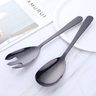 1/2 KOM ružičasto zlatne kuhinjske žlice od nehrđajućeg čelika Velika dugačka žlica za posluživanje salate Vilica za posluživanje Pribor za jelo Posuđe za jelo