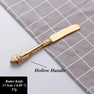 1 komad Luksuzni zlatni PVD starinski nehrđajući čelik Žlica Vilica Nož Posuđe Metalno posuđe Zlatni pribor za jelo Set pribora za jelo