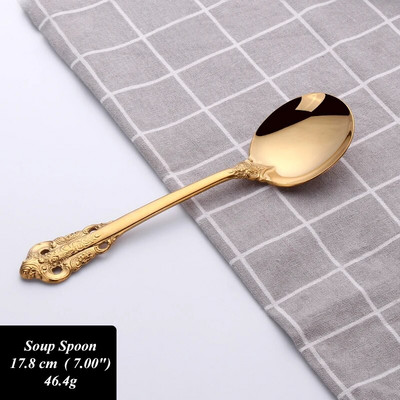 1 komad Luksuzni zlatni PVD starinski nehrđajući čelik Žlica Vilica Nož Posuđe Metalno posuđe Zlatni pribor za jelo Set pribora za jelo