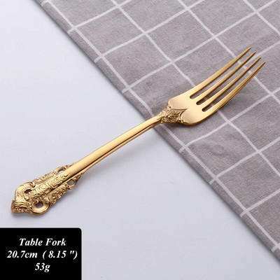 1 komad Luksuzni zlatni PVD starinski nehrđajući čelik Žlica Vilica Nož Posuđe Metalno posuđe Zlatni pribor za jelo Set pribora za jelo