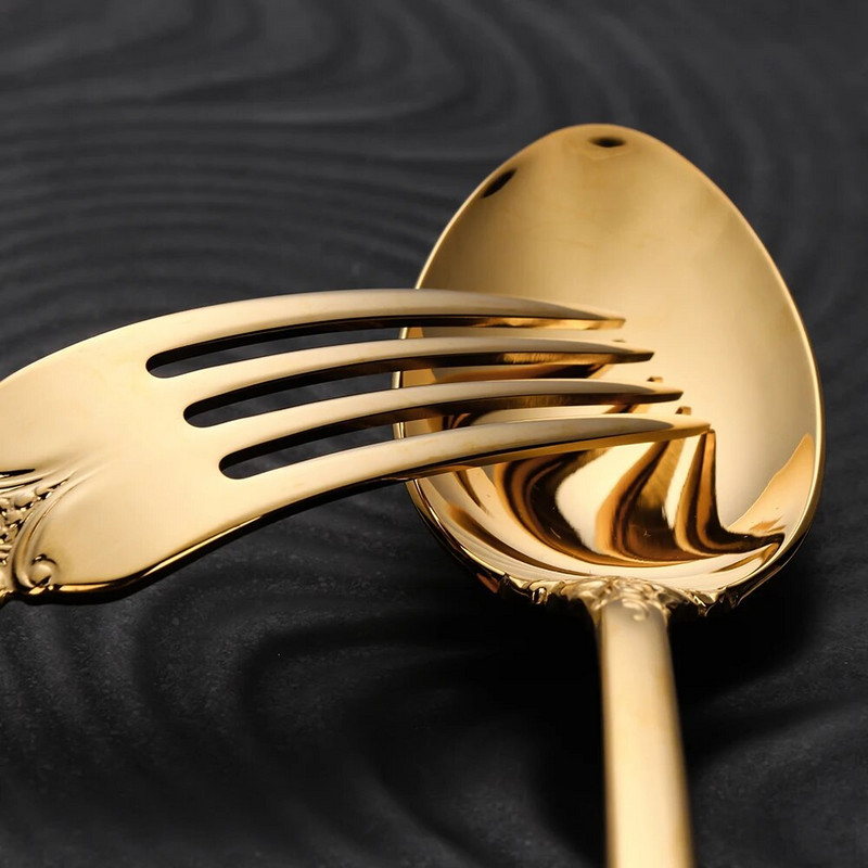 1 komad Luksuzni zlatni PVD starinski nehrđajući čelik Žlica Vilica Nož Posuđe Metalno posuđe Zlatni pribor za jelo Set pribora za jelo