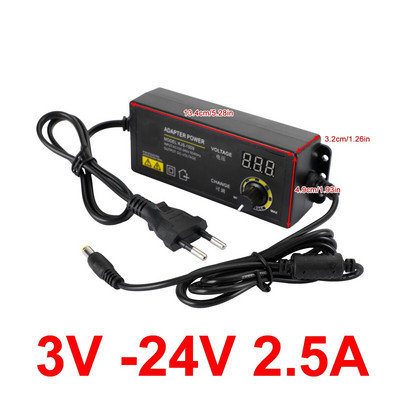 Regulējams 3V 4V 5V 6V 7V 8V 9V10V 12V 13,5V14V 15V 16V 18V19V 20V 21V 24V 28V 30V 36V 1,7A barošanas adaptera padeves ekrāns
