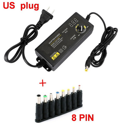 Regulējams 3V 4V 5V 6V 7V 8V 9V10V 12V 13,5V14V 15V 16V 18V19V 20V 21V 24V 28V 30V 36V 1,7A barošanas adaptera padeves ekrāns